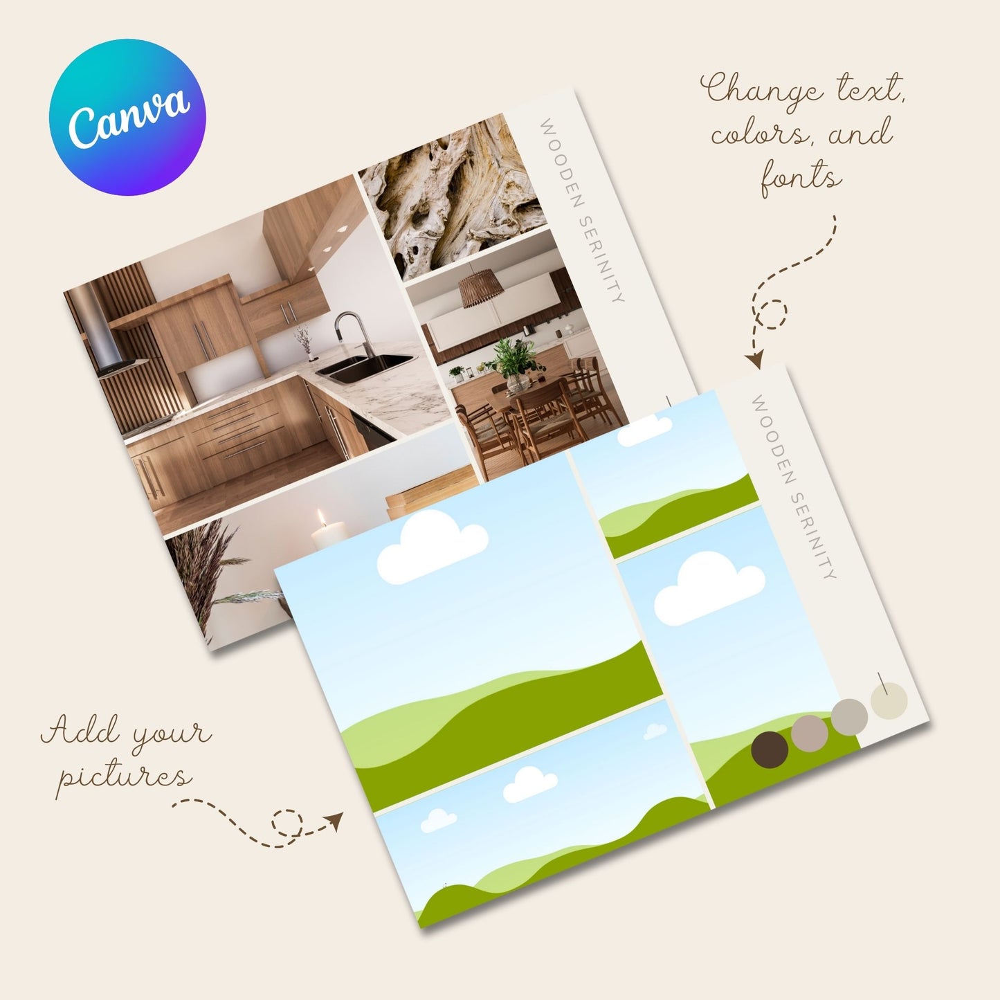 An editable moodboard template for stylish interior design client presentations