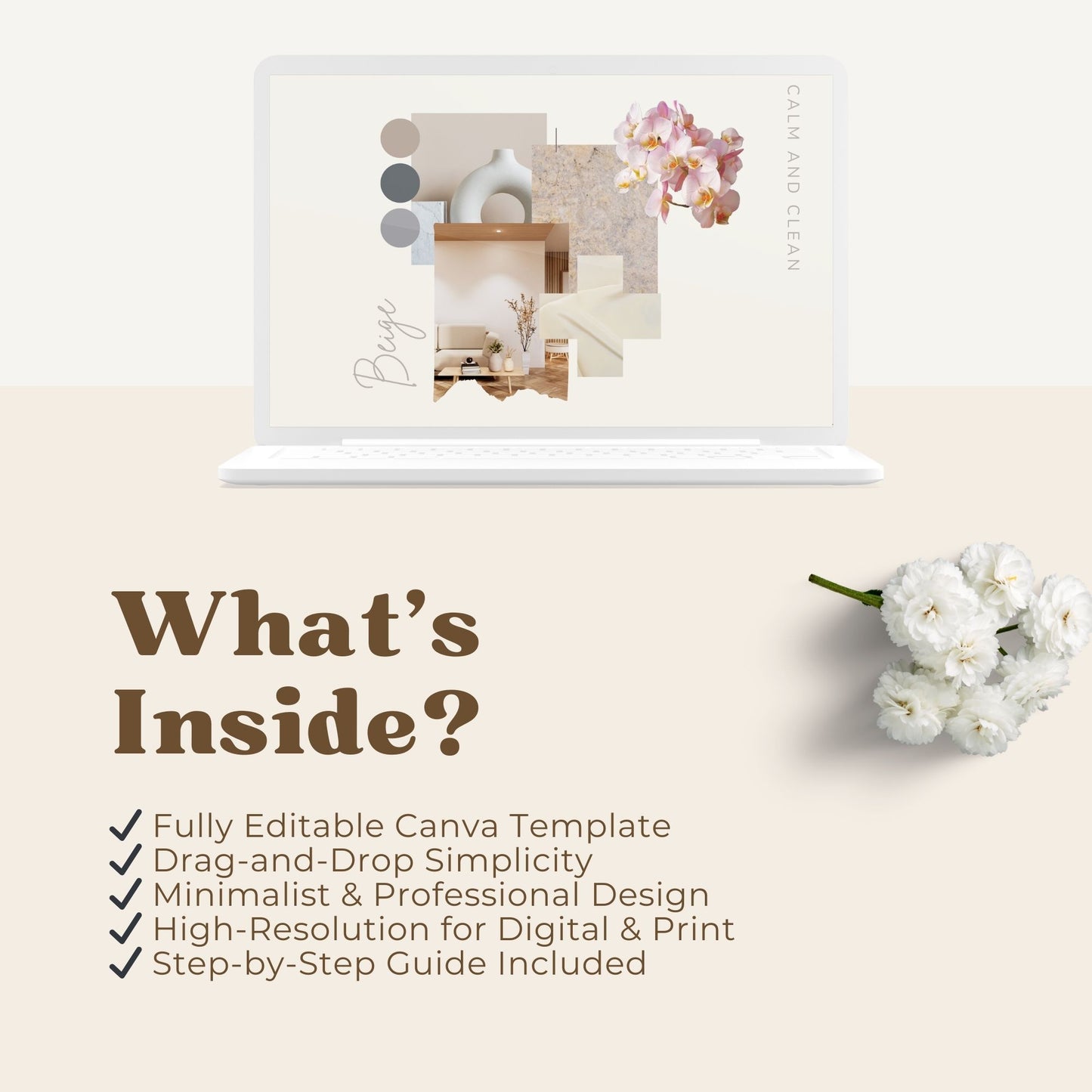 Stylish and feminine moodboard design templates editable in Canva free