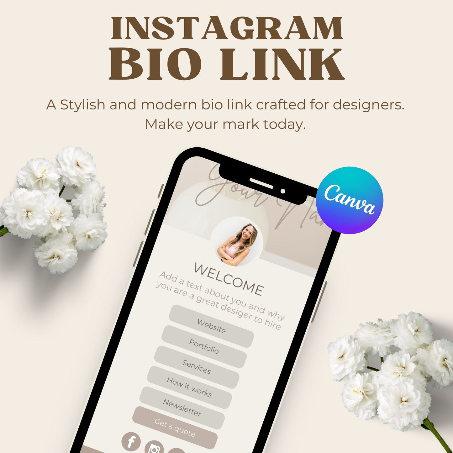 A beautiful and stylish bio link for your social media links