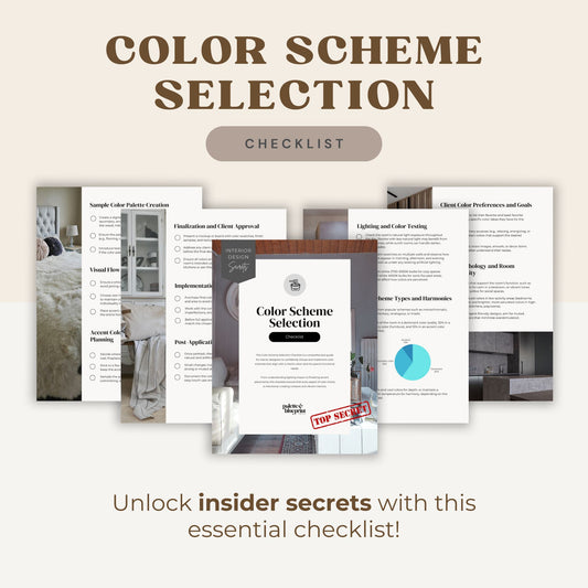 Printable PDF color selection guide for interior design