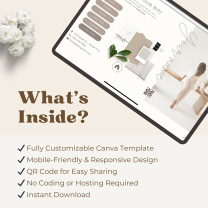 Modern and feminine link page template for stylish interior design brands. 