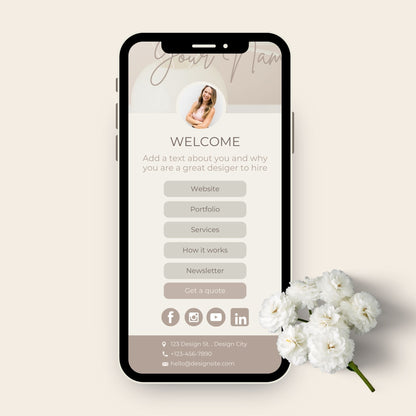 The perfect instagram bio link for creatives, designers, decorators and interior designer in a beige aesthetic.